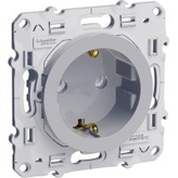 Schneider Electric ODACE Алюминий Розетка механизм с заземляющими контактами со шторками S53R037