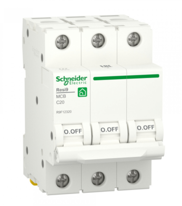 Выключатель автоматический  3П  20А  характеристика С 6000A (АВ) RESI9 Schneider Electric R9F12320