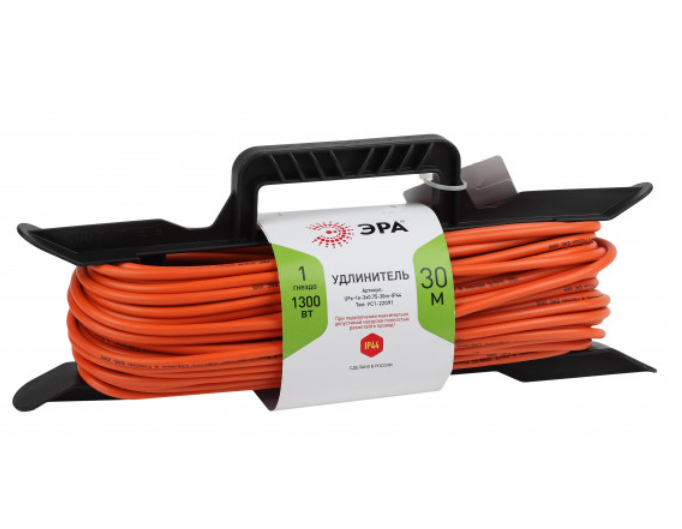 Удлинитель силовой ЭРА UFx-1e-3x0.75-30m-IP44 на рамке c/з 1 гн 30м ПВС 3x0.75