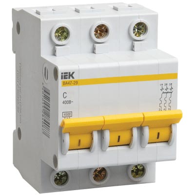 Выключатель автоматический  3П  50А  характеристика C  4,5кА  IEK  ВА47-29