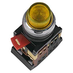 Арматура светосигнальная IEK ABLFS-22 (жёлтая) неон кнопка плоская 1з+1р 230В 