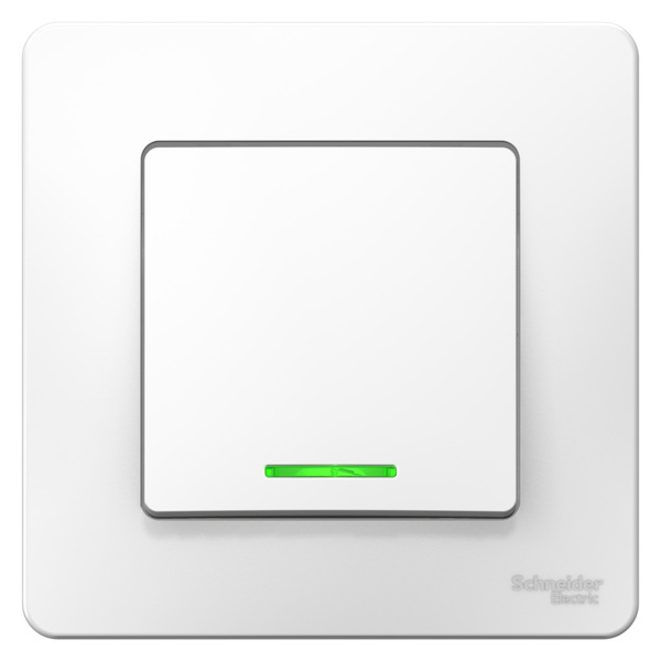 Schneider Electric  BLANCA  Белый  Переключатель 1-клавишный (cх.6) с подсветкой 10А, 250B, IP20  скрытая установка BLNVS010611