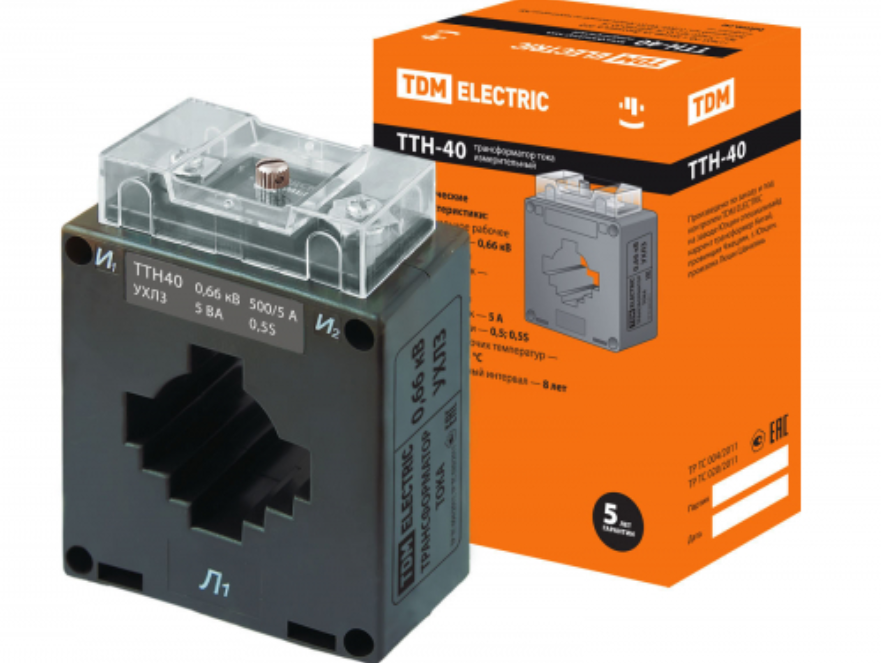 Трансформатор тока  TDM  ТТН-40 500/5  5ВА класс точности 0,5S 16лет