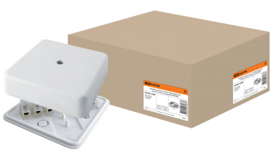 Коробка распаячная КР 100х100х29 ОП с клем. колодкой белая IP40 TDM