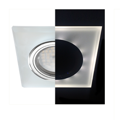 Светильник точечный Ecola MR16 LD1651 GU5.3 Glass Стекло с подсветкой Квадрат скошенный край Матовый / Хром 25x90x90 (кd74)
