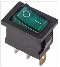 Выключатель клавишный 12V 15А (3с) ON-OFF зеленый  с подсветкой  Mini  (RWB-206-1, SC-768)  REXANT 36-2173