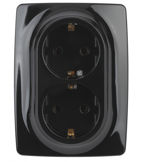 ЭРА  Эра12  Черный  Розетка 2X2P+E Schuko, 16АХ-250В 12-2106-06