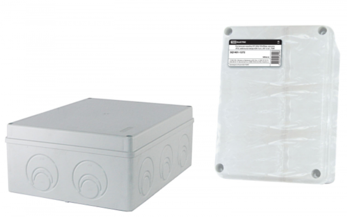 Коробка распаячная ОП 240х195х90мм, крышка, IP55, кабельные ввода d28-3 шт., d37-2 шт., TDM