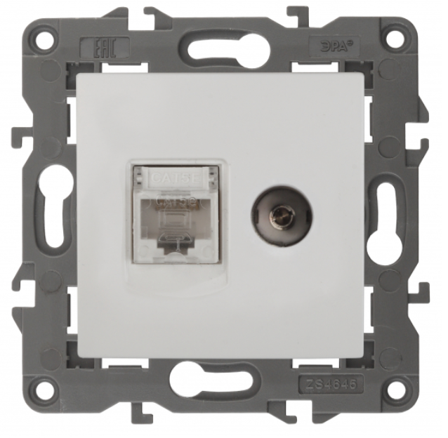 ЭРА  Elegance  Белый  Розетка RJ45+TV, IP20 14-3110-01