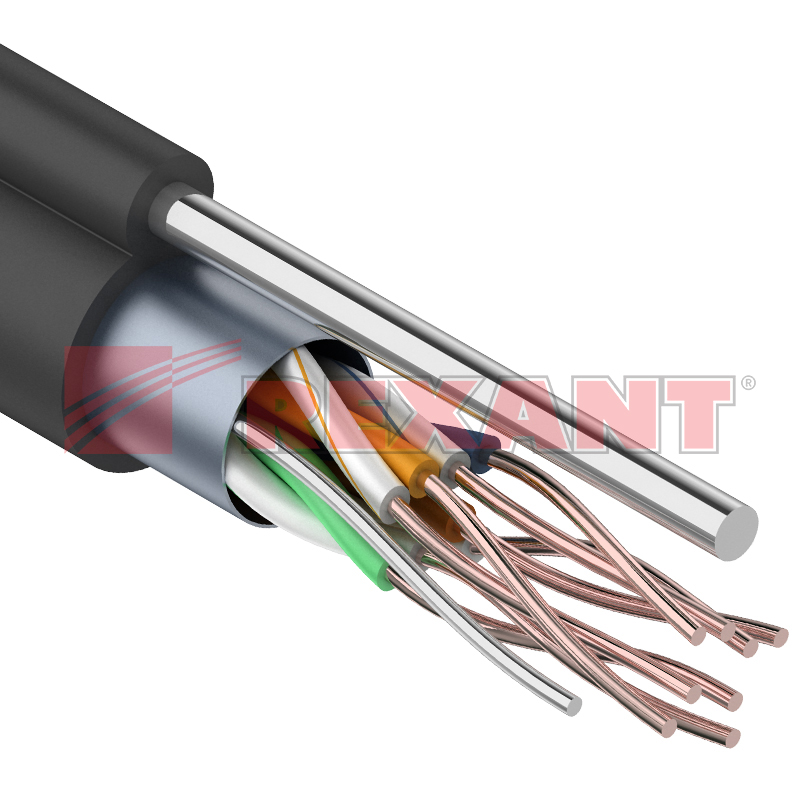 FTP 4PR 24AWG CAT5e 305м OUTDOOR + ТРОС*1  кабель 01-0144 REXANT