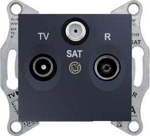 Schneider Electric Sedna Графит Розетка механизм TV/R/SAT проходной 8dB IP20 скрытая установка SDN3501270