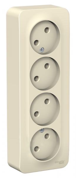Schneider Electric BLANCA О/У РОЗЕТКА 4-ая без заземл. без шторок ИЗОЛ.ПЛ., 16А, 250В, МОЛОЧНЫЙ BLNRA000412