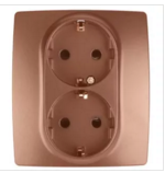 ЭРА  Эра12  Медь  Розетка 2X2P+E Schuko со шторками 16АХ-250В   12-2104-14 Б0019333