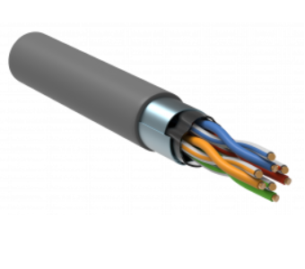 FTP 4PR 24AWG CAT5e solid 305м LSZH, серый  кабель IEK ITK