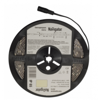 Лента светодиодная Navigator IP65  12V   7.2Вт/м  3000К  71 415 NLS-5050WW30  СД  (1 упаковка- 5м) (кратно 5)