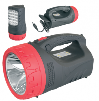 Фонарь светодиодный Navigator NPT-SP16-ACCU 71 598 прожектор/кемпинг 3 режима 5Вт+24LED, 230лм, аккумулятор 4V4Ah, прямая зар-ка 220V, черн/красн пластик, IP33
