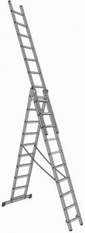 Лестница 3-секц алюм 3*10ст 263/440/627, ЛА3х10, Народная TDM