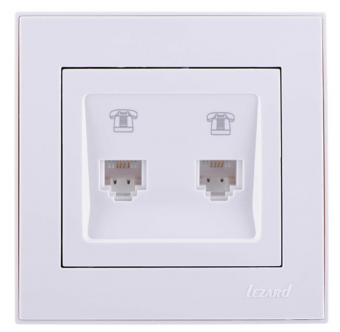 Lezard  Rain  Белый Розетка телефонная 2-местная евро механизм, 1шт 703-0288-138