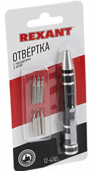 Набор отвертка с битами для точных работ 6 предмтов //  Rexant 12-4705