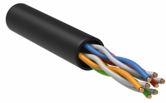 U/UTP, кат.5E 4х2х24AWG solid, LDPE, 305м, черный  кабель связи витая пара ITK