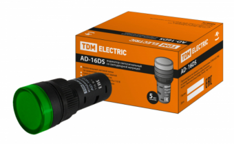 Лампа AD-16DS(LED )матрица d16мм зеленый 110В AC/DC TDM
