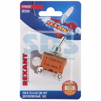 Тумблер 250V 15А (4c) ON-OFF двухполюсный  (KN-201)  REXANT (в упак. 1шт.) 06-0326-B