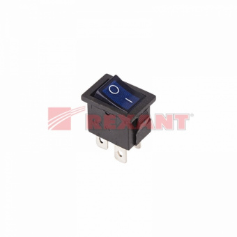 Выключатель клавишный 250V 6А (4с) ON-OFF синий  с подсветкой  Mini  (RWB-207, SC-768)  REXANT 36-2191