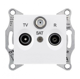 Schneider Electric Sedna  Белый Розетка механизм TV/R/SAT проходной 8dB IP20 скрытая установка SDN3501221