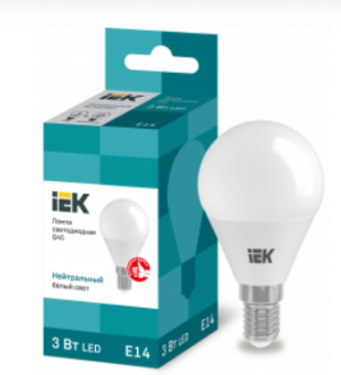 Светодиодная лампа IEK G45 3Вт 230В 3000К E14