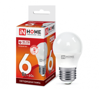 Светодиодная лампа IN HOME P45  6Вт 230В 6500К Е27
