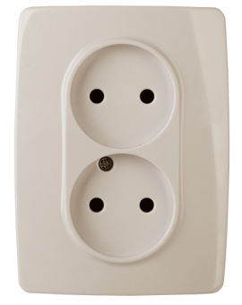 ЭРА  Эра12  Слоновая Кость  Розетка 2X2P, 16А-250В, б.л.,   12-2007-02 Б0038811