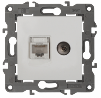 ЭРА  Elegance  Белый  Розетка RJ45+TV, IP20 14-3110-01