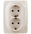 ЭРА  Эра12  Слоновая Кость  Розетка 2X2P+E Schuko со шторками , 16А-250В, б.л.,  12-2008-02 Б0038813