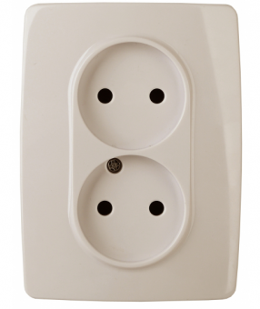 ЭРА  Эра12  Слоновая Кость  Розетка 2X2P, 16АХ-250В 12-2107-02