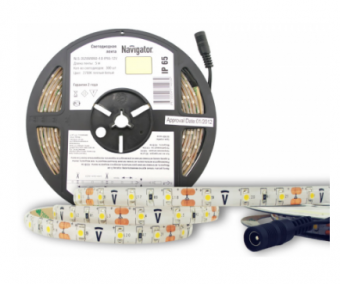 Лента светодиодная Navigator IP65  12V   4,8Вт/м  3000К   71 403 NLS-3528WW60 СД (1упаковка- 5м) (кратно 5)