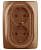 ЭРА  Эра12  Медь  Розетка 2X2P+E Schuko со шторками 16A-250В, IP20 12-2108-14