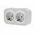 Legrand  Quteo  Белый Розетка 2х(2К+З) шторки 16A 250В~ 45° открытая установка 782223