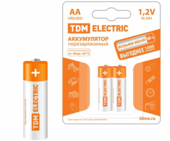 Аккумулятор TDM AA-800 mAh Ni-MH BP-2 (кратно 2)