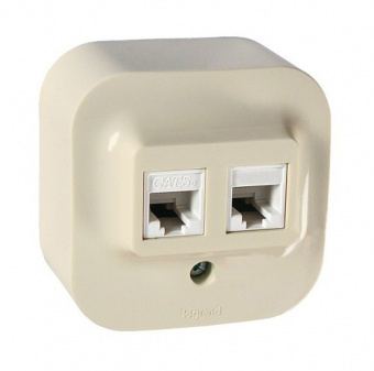 Legrand  Quteo  Слоновая Кость Розетка RJ11+RJ45 кат 5 UTP открытая установка 782251