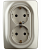 ЭРА  Эра12  Шампань  Розетка 2X2P+E Schuko со шторками 16A-250В, IP20  12-2108-04