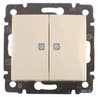 Legrand Valena  Слоновая Кость Выключатель механизм 2-клавишный с подсветкой 10А 250В /774328 (кратно 10)