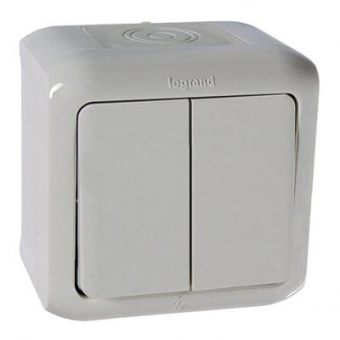 Legrand  Quteo  Серый Выключатель 2-клавишный открытая установка IP44 782332