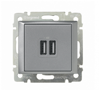 Legrand Valena  Алюминий  Розетка 2-местная USB 770270