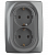 ЭРА  Эра12  Графит  Розетка 2X2P+E Schuko со шторками 16A-250В, IP20 12-2108-12