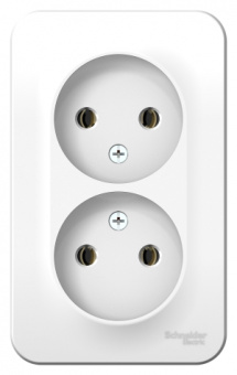 Schneider Electric  BLANCA  Белый  Розетка 2-местная без заземляющих контактов без шторок изолирующая пластина, 16А, 250В, IP20  открытая установка BLNRA000211