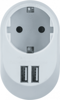 Navigator Адаптер 1 гнезда с заземляющими контактами USB3.4A   61 454 NAD-USB01-1E-C-WH 61454