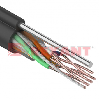 UTP 4PR 24AWG CAT5e 305м (медь) OUTDOOR + трос*1  кабель 01-0046 REXANT