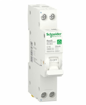 Дифференциальный автомат  1P+N  16А  характеристика С 6000A 30мА 18mm тип AC RESI9 Schneider Electric R9D87616