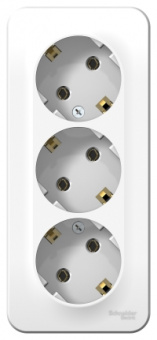 Schneider Electric  BLANCA  Белый  Розетка 3-местная с заземляющими контактами без шторок изолирующая пластина 16А, 250В, IP20  открытая установка BLNRA010311