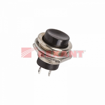 Выключатель-кнопка  металл 220V 2А (2с) (ON)-OFF  Ø16.2  черная  (RWD-306)  REXANT 36-3350